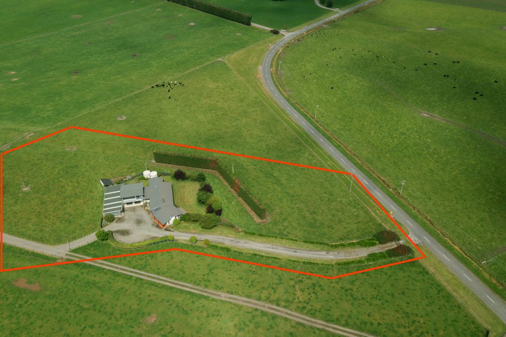 Aerial photograph with boundary lines marked